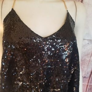 Womens sequin. Blouse with chain sleeves